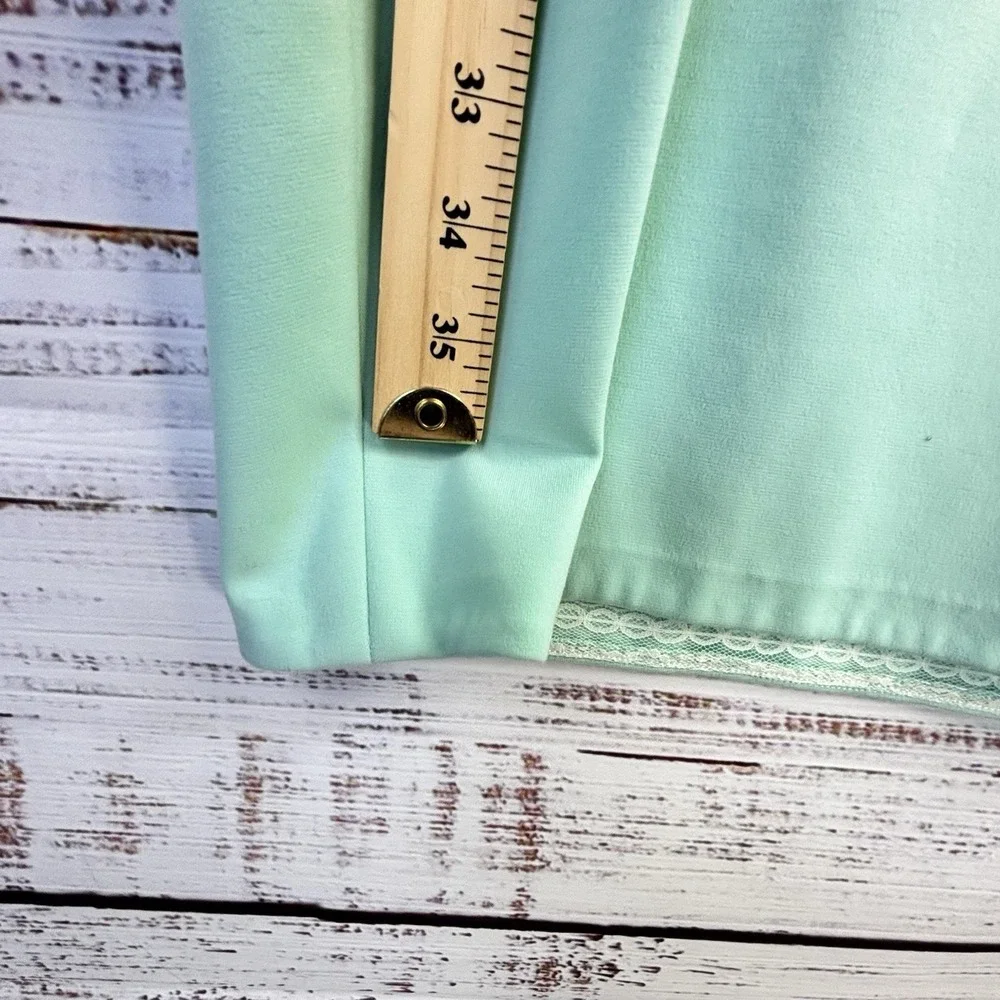 Ivanka Trump Dress 16 Sleeveless Sheath Mint Green Slimming Sexy Gold Zip - Picture 8 of 13